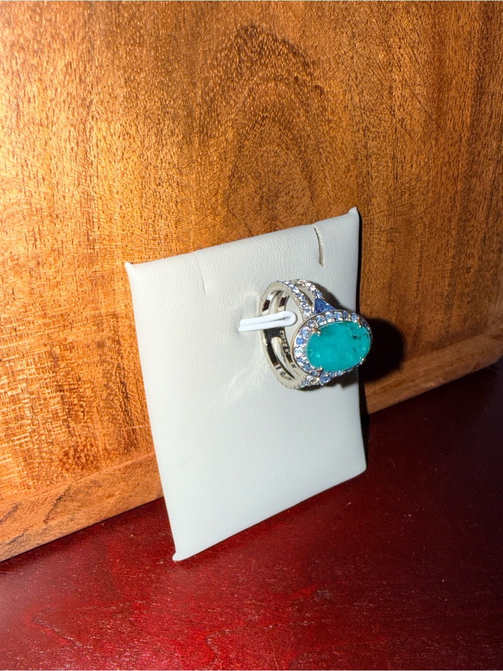 Turquoise Halo Silver Ring - Women Jewelry